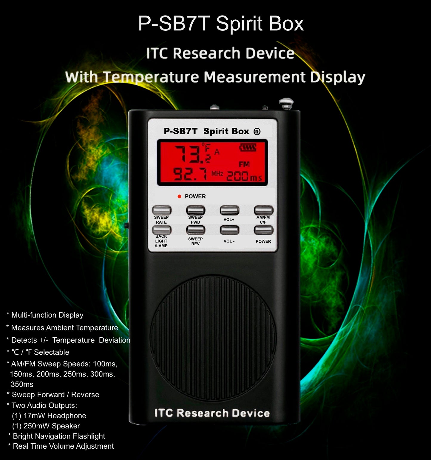 P-SB7T Spirit Box® (Rev 6|2023model) With Temperature Display with FREE CASE